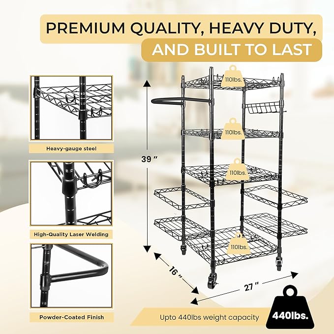 Home Gym Storage Rack - Gym Equipment Storage for Workout at Home, Yoga Mat Storage Rack, Home Gym Organizer, Gym Organization for Home Gym Equipment Dumbells & More