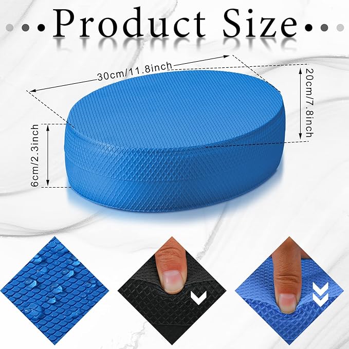 Deekin 2 Pcs Foam Balance Pad Non Slip Stability Trainer Pad Oval Balance Board Exercise Pad Cushion for Women Men Kids Dancing Balance Training Workouts Yoga Physical Therapy, Black and Blue