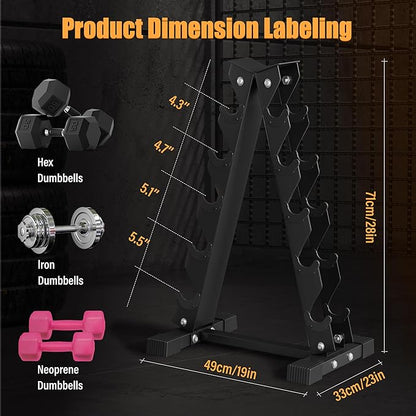 Barbell A-Frame Dumbbell Weight Rack, Dumbbell Rack Stand Only, Weight Rack for Dumbbells 5 Tier with 500 LB Weight Capacity, Home Gym Storage Solution