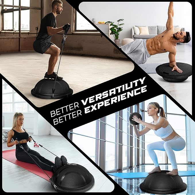 Yes4All 880LBS Premium Half Ball Balance Trainer, Stability Ball, Half Yoga Ball, Combo with Pilate Ball and Resistance Band for Exercises, Home Gym, Full Body Workouts