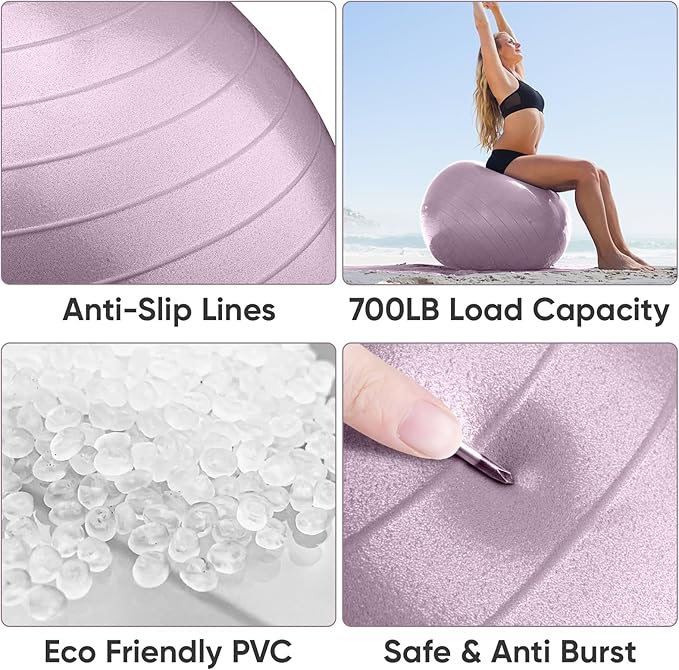 APEXUP Yoga Ball Exercise Ball, Pilates Ball, Anti Slip Stability Ball, Heavy Duty Gym Ball for Fitness, Balance, Core Workout, Physical Therapy