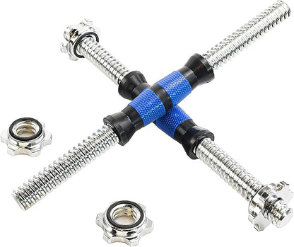 Threaded Dumbbell blue Durable Rubber Handles/Adjustable Dumbbell Bar 32/35/40cm(12.6/14.2/15.7Inch) - 1 inch