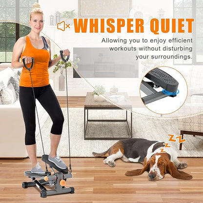 Mini Stair Stepper for Exercise at Home Stair Stepper with Resistance Bands Exercise Equipment for Home Stair Climber Stepper Machine for Home Gym Cardio Equipment for Full Body Workout