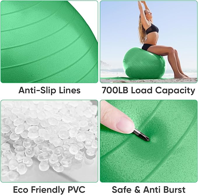 APEXUP Yoga Ball Exercise Ball, Pilates Ball, Anti Slip Stability Ball, Heavy Duty Gym Ball for Fitness, Balance, Core Workout, Physical Therapy