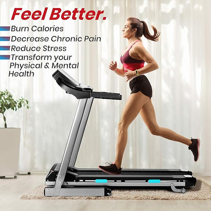 SereneLife Smart Electric Folding Treadmill – Easy Assembly Fitness Motorized Running Jogging Exercise Machine with Manual Incline Adjustment, 12 Preset Programs