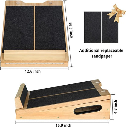 Professional Slant Board, Wooden Slant Board for Calf Stretching, Calf Stretcher with 6 Adjustable Angles, Detachable Baffle & Portable Handle, Incline Board for Squats Ankle Heel Feet Leg