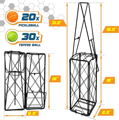 ohlela 2-in-1 Portable Pickleball Collector & Pickleball Ball Hopper - Tennis Ball Collector Or Tennis Ball Hopper, Pickleball or Tennis Ball Basket with Handle for Picking, Storage & Training Tool