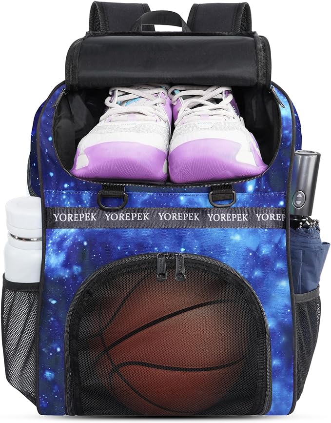 YOREPEK Basketball Bag, Large Basketball Backpack with Shoe Compartment and Ball Holder for daughter son, Water Resistant Soccer Bag for Sport Training Equipment Fits Volleyball Football Gym