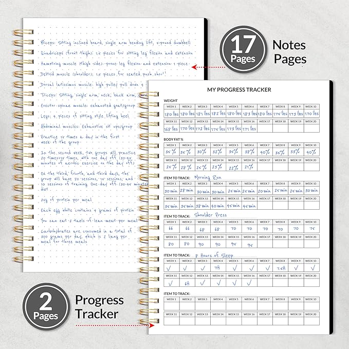 2025 Fitness Workout Journal Planner for Women & Men, from JAN 2025 - DEC 2025 Exercise Planner, 6.4" x 8.3" Fitness Tracker Journal Essentials for Goals, Tracking, Gifts with PVC Plastic Cover, Black