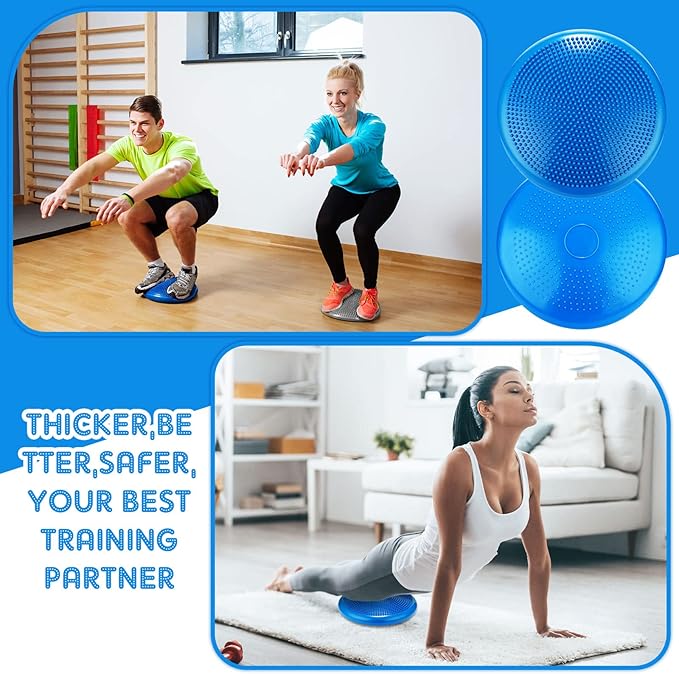 4 Pcs Wiggle Seat Flexible Inflated Wobble Cushion Stability Balance Pad Balance Disc Sensory Seat for Kids Men Women Fitness Physical Exercise Improving Posture Home School Office