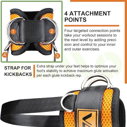 Ankle Straps for Cable Machines,Adjustable Comfort fit Neoprene, Reinforce Double D-Ring - Premium Ankle Cuffs to Improve Abdominal Muscles, Lift The Butts, Tone The Legs for Men & Women