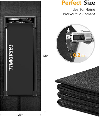 Foldable Rubber Treadmill Mat - Exercise Bike Mat with Waterproof Non-Slip Shock Absorption, Exercise Equipment Mat to Protect Floor for Home Gym Workout