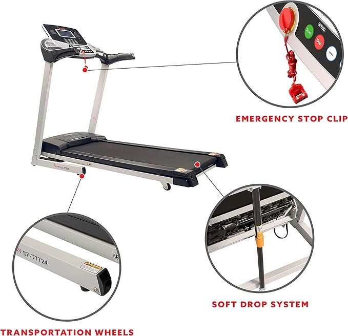 Sunny Health & Fitness Energy Flex Motorized Treadmill with Automatic Incline Easy Foldable Design Pulse Sensors Digital Display and Optional SunnyFit® App Enhanced Bluetooth Connectivity