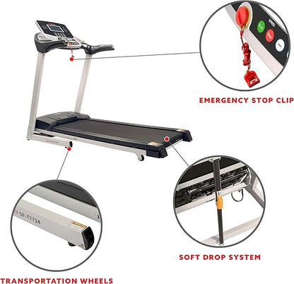 Sunny Health & Fitness Energy Flex Motorized Treadmill with Automatic Incline Easy Foldable Design Pulse Sensors Digital Display and Optional SunnyFit® App Enhanced Bluetooth Connectivity