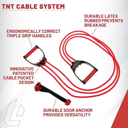 Lifeline TNT Resistance Cable System Workout Bands 120 lbs Fully Adjustable with Handles and Door Anchor Pink