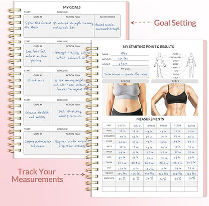 Fitness Journal Workout Planner for Men & Women, A5(6.4" x 8.3") Workout Journal Log Book Planner for Track Gym Essentials, Home Workouts, Track Progress, Achieve Goals, Pink