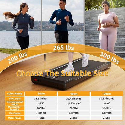 Smart Walking Pad, 2-in-1 Under Desk Treadmill for Home Office, Portable Walking/Jogging Machine with App & Remote Control, Fitness Data Recording