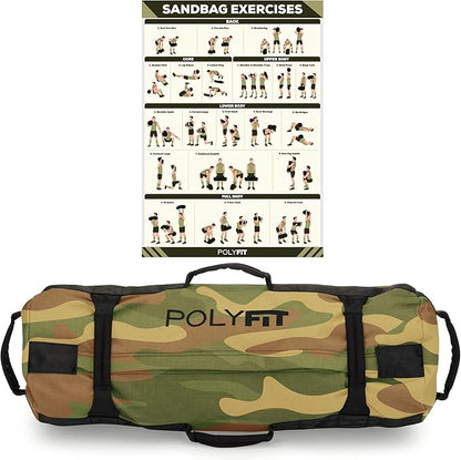 Polyfit Classic Sandbag - Heavy Duty Workout Sandbag for Fitness with 8 Gripping Handles for Sand Bag Weight Training - Multiple Colors & Sizes