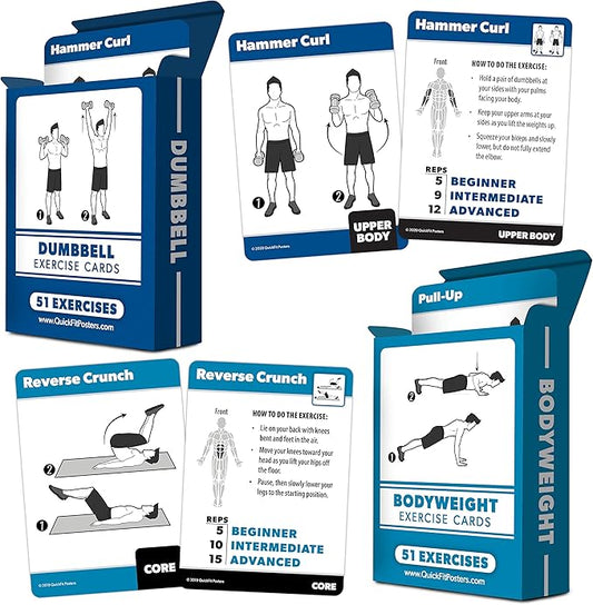 2 Pack - Bodyweight & Dumbbell Fitness Workout Cards - Over 100 Exercises