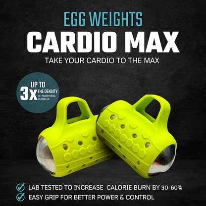 Egg Weights Cardio Max 3.0 lbs. Stainless Steel Hand Weights Dumbbell Set with Anti-Slip Silicone Finger Loop for Workout, Fitness, Training for Men and Women - 2 Eggs, 1.5 lbs each + Free E-Book Workout Guide