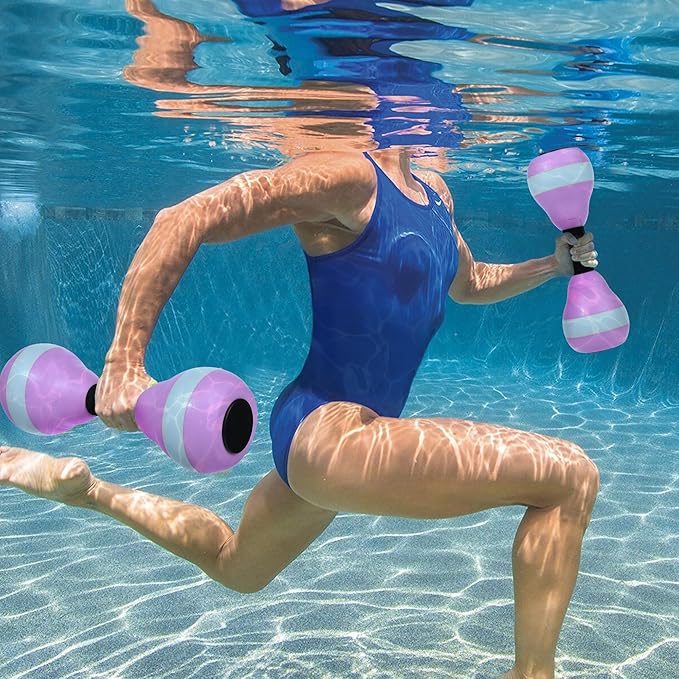 VIDELLY 2 Pieces Water Dumbbells Aquatic Exercise Dumbbells Pool Fitness Water Aerobic Exercise Foam Dumbbells Pool Resistance Sports EVA Foam Dumbbell Set Water Fitness Equipment for Weight Loss