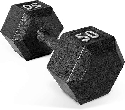 CAP Barbell Black Cast Iron Hex Dumbbell | 5-120 LBs | Single or Pair