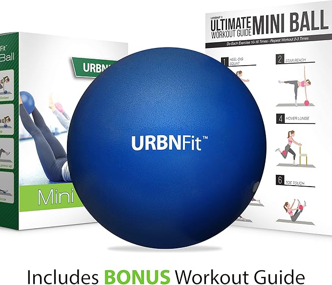 URBNFit Small Exercise Ball - 9-inch Mini Pilates Ball with Fitness Guide for Yoga, Barre, Physical Therapy, Stretching & Core Stability Workout