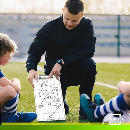 Scribbledo Soccer Dry Erase Coaching Board 15"x9" Soccer Whiteboard for Coaches Soccer Coaching Equipment Accessories Tactics Field Board Making it The Perfect Coach Gifts