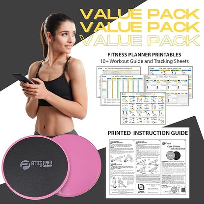 Limm Core Sliders for Working Out - Exercise Sliders Fitness, Stability, Ab, Legs & Full Body (Set of 2) - Bonus Carry Bag & Workout Ebook - Gym Gliding Disc Pads for Hardwood, Carpet & More