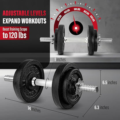 Yes4All Adjustable Dumbbell Set with Weight Plates, Star Lock Collars/Connector, 40lbs to 200lbs Adjustable Weight Plates Set