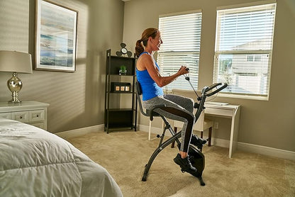 Echelon Flex Express Folding Exercise Bike: Magnetic, Foldable, Upright/Recumbent, Multi-Level Resistance, Arm Resistance Band, and LCD Display