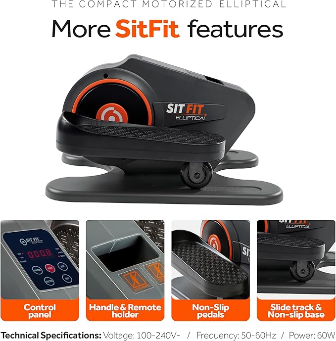 SITFIT, Sit Down and Cycle! Powered Foot Pedal Exerciser for Seniors, Under Desk Elliptical Exercise Bike, Leg Exerciser While Sitting. Peddler Exerciser Mini Bike, Portable Rehabilitation Equipment.