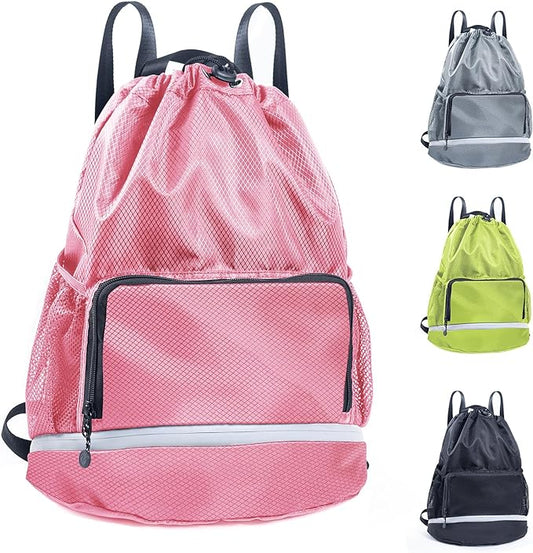 Swim Bag Beach Backpack Sports Drawstring Backpack - Gym Bag - Kids Swim Backpack Mens Beach Bag, Workout Bag