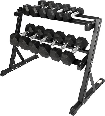 Signature Fitness Premium Rubber Coated Hex Dumbbell Weight Set