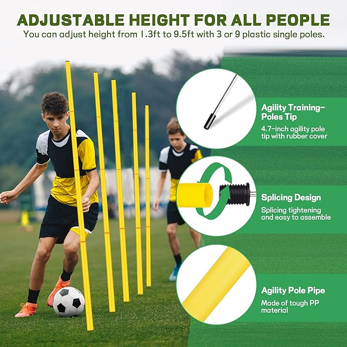 Soccer Agility Training Poles Soccer Training Equipment Soccer 6 Agility 10 Soccer 19.6 ft