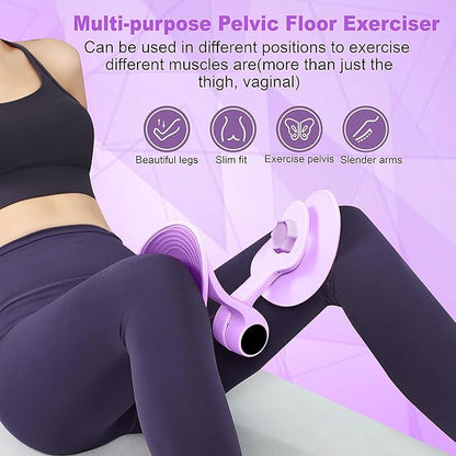 Hip and Inner Thigh Trainer | 360-degree Adjustable Pelvic Floor Muscle Trainer for Arms & Slimmer Thighs | Leg Press, Butt Workout and Kegel Exercise Equipment for Women (Lilac, No Screen)