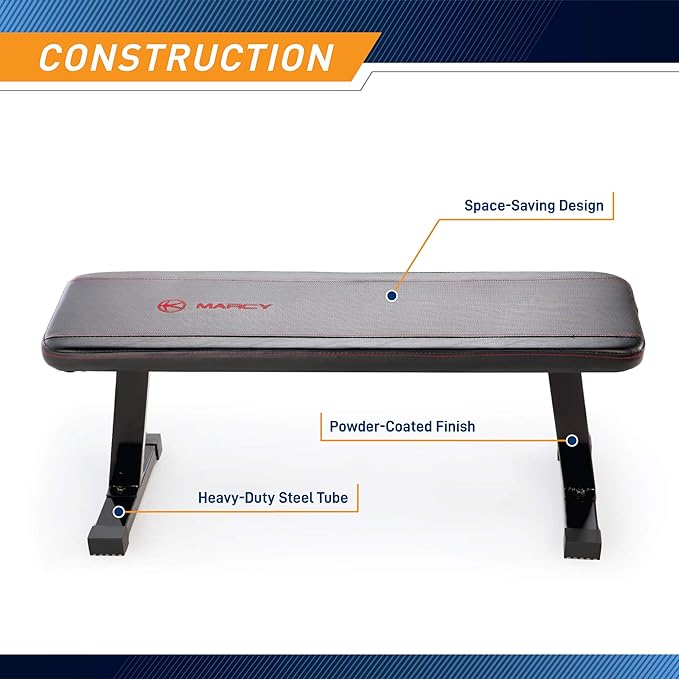 Marcy Flat Utility Weight Bench for Home Gym Weight Training and Ab Exercises