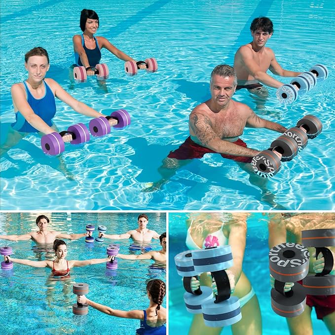 Sportneer Water Weights Aquatic Exercise Dumbbells Water Dumbbell Aerobics Workouts Set of 2 EVA Foam Pool Weights Dumbbells Set Aqua Fitness Barbells Equipment for Water Aerobics Weight Loss