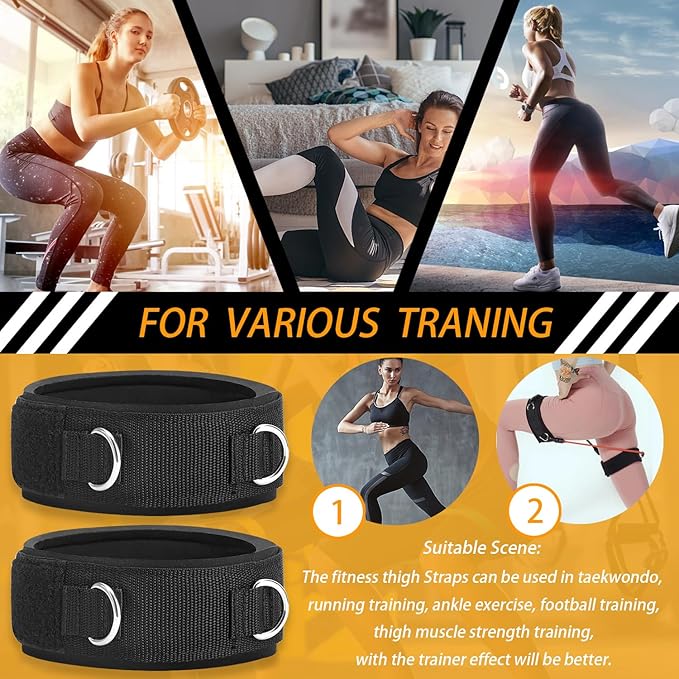 2D Ring Thigh Strap, High Leg Lift Fitness Exercise Accessories, Adjustable Running Football Training Rope Taekwondo Training Band 1 Pair