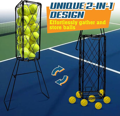 ohlela 2-in-1 Portable Pickleball Collector & Pickleball Ball Hopper - Tennis Ball Collector Or Tennis Ball Hopper, Pickleball or Tennis Ball Basket with Handle for Picking, Storage & Training Tool