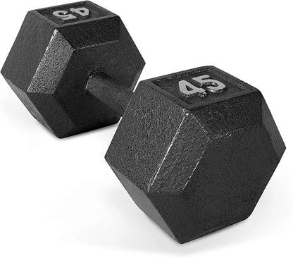 CAP Barbell Black Cast Iron Hex Dumbbell | 5-120 LBs | Single or Pair