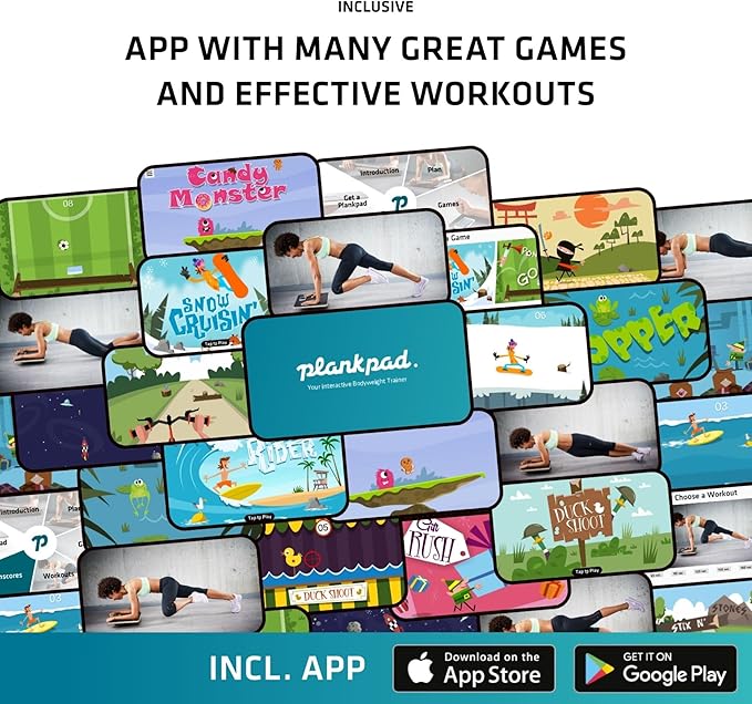 Plankpad Pro Get fit Playing Games & Workouts; Plank & Balance Board with free iOS/Android App & 10 Games; Dynamic Abs & Core Fitness Training; Only 3 Minutes a Day