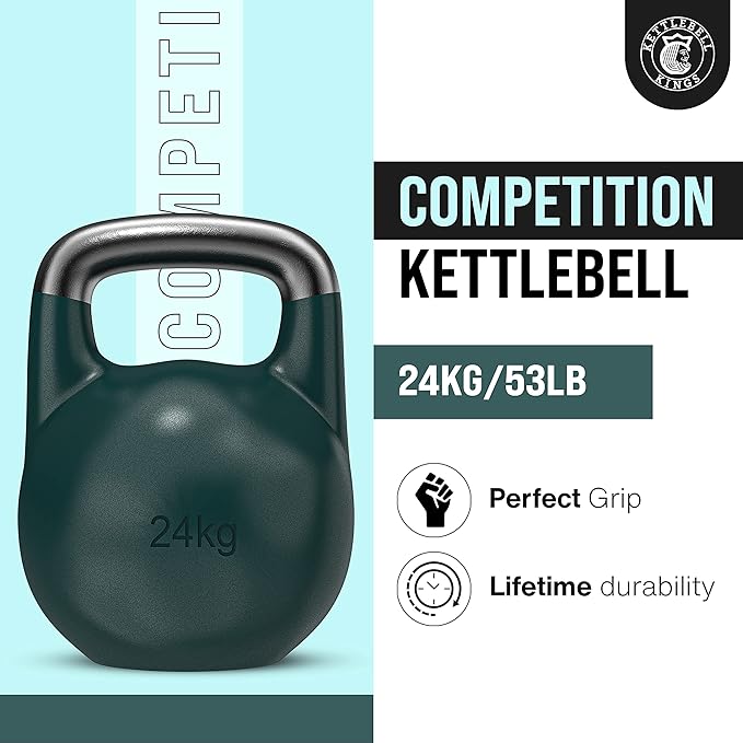 Kettlebell Kings Competition Kettlebells Weight (35mm handle) 8-48 KG | Hand weights Workout Gym Equipment & Strength training sets for Women & Men for Home Gym | Suitable for High Repetition Workouts