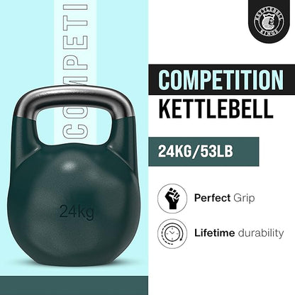 Kettlebell Kings Competition Kettlebells Weight (35mm handle) 8-48 KG | Hand weights Workout Gym Equipment & Strength training sets for Women & Men for Home Gym | Suitable for High Repetition Workouts