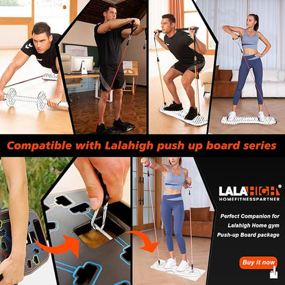 LALAHIGH Portable Home Gym System for Men and Women:Push Up Board, Pilates Bar & 20 Fitness Accessories with Resistance Bands and Ab Roller Wheel-Professional Strength Training Exercise