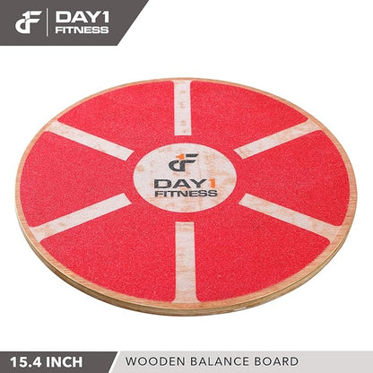 Day 1 Fitness Balance Board, 15.4” 360° Rotation, for Balance, Coordination, Posture - Large, Wooden Wobble Boards with 18° Tilting Angle for Workouts - Premium Core Trainer Equipment