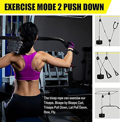 Fitness LAT and Lift Pulley System Gym,Home Gym Tricep Workout Pulley System for LAT Pulldown,Biceps Curl,Triceps, Shoulders,Back,Forearm Workout,Weight Cable Pulley System