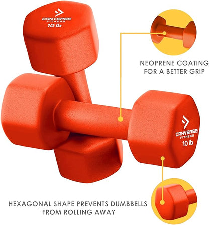 Neoprene Coated Dumbbell Sets of 2, Hand weight Dumbbells Anti-roll, Anti-Slip, Hexagon Shape for Strength Training Exercises Dumbbell Pairs for Men and Women, Ideal for Home Gym