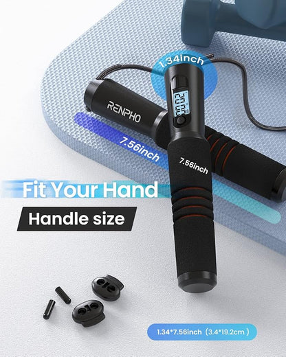 RENPHO Smart Jump Rope - APP Data Storage & Tracking & Analysis, Tangle-Free Jumping Rope for Men, Women, Skipping Rope with Counter, Adjustable workout Jump Ropes for Crossfit, Gym, MMA