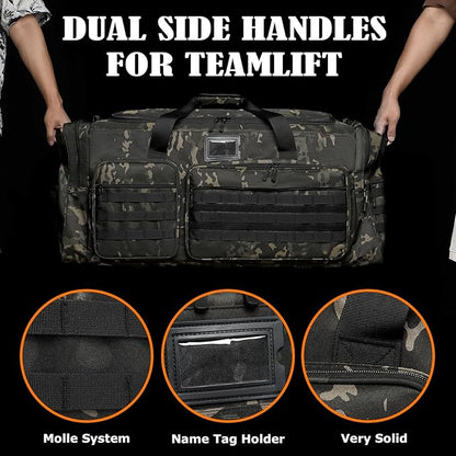 Extra Large Duffle Bag for Men, Heavy Duty Duffle Bag for Travel, Large Sports Gym Equipment Bag for Hockey Football Soccer Baseball Basketball & Team training, 130L, Dark Camo